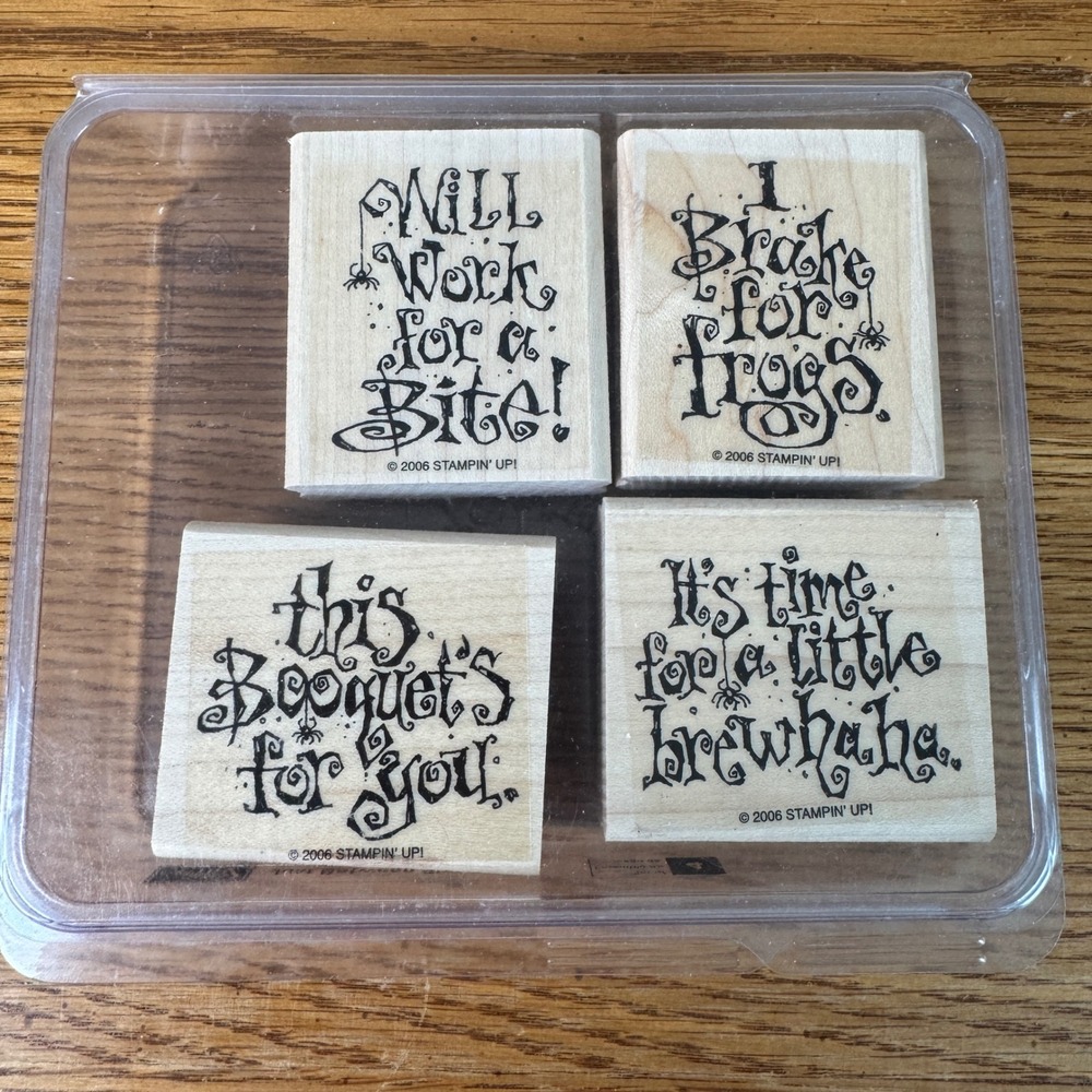 Stampin Up Just Between‎ Fiends Halloween Rubber Stamp Set of 4 Wood Block 2006